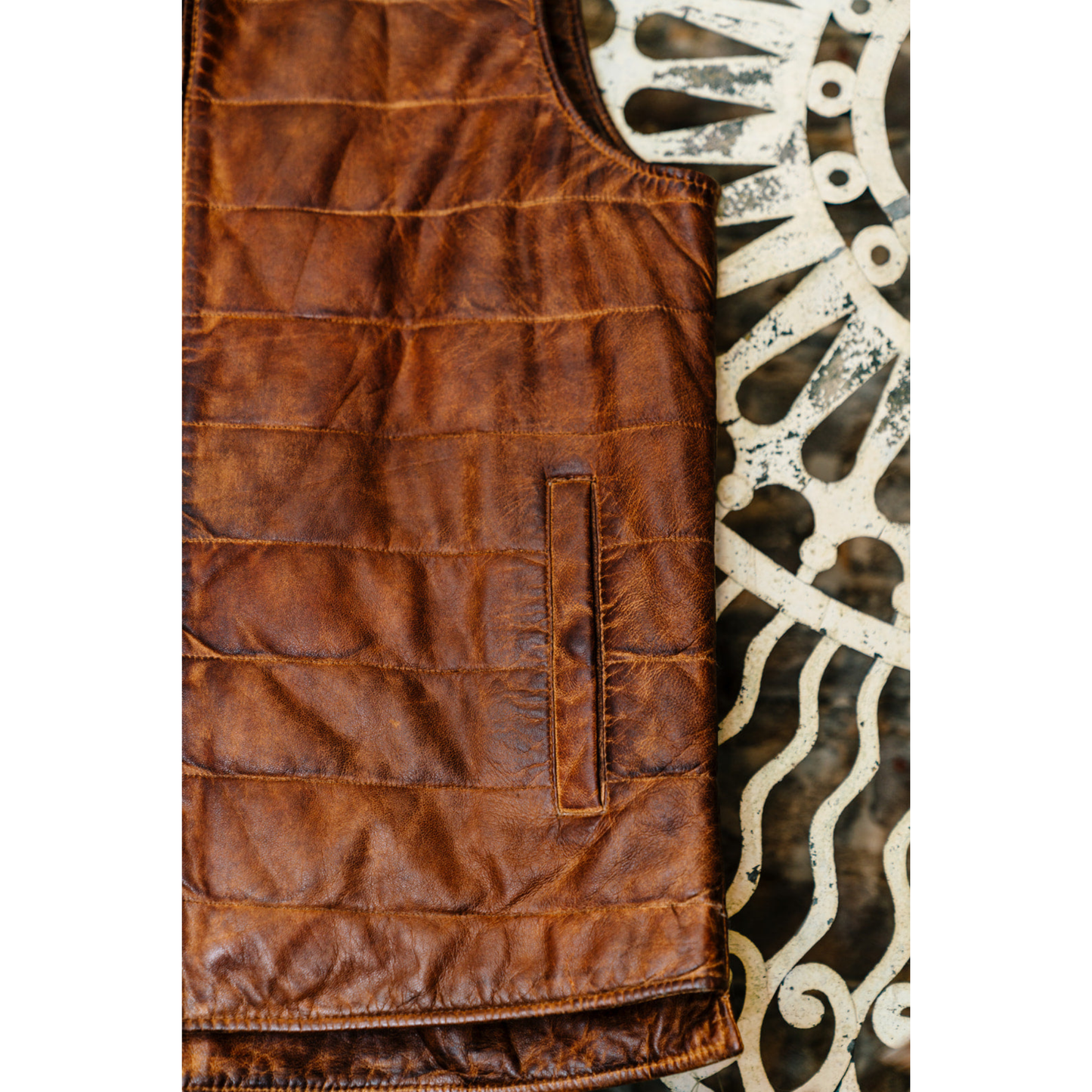 Leather Vest with Stitch Details (Two Colors)