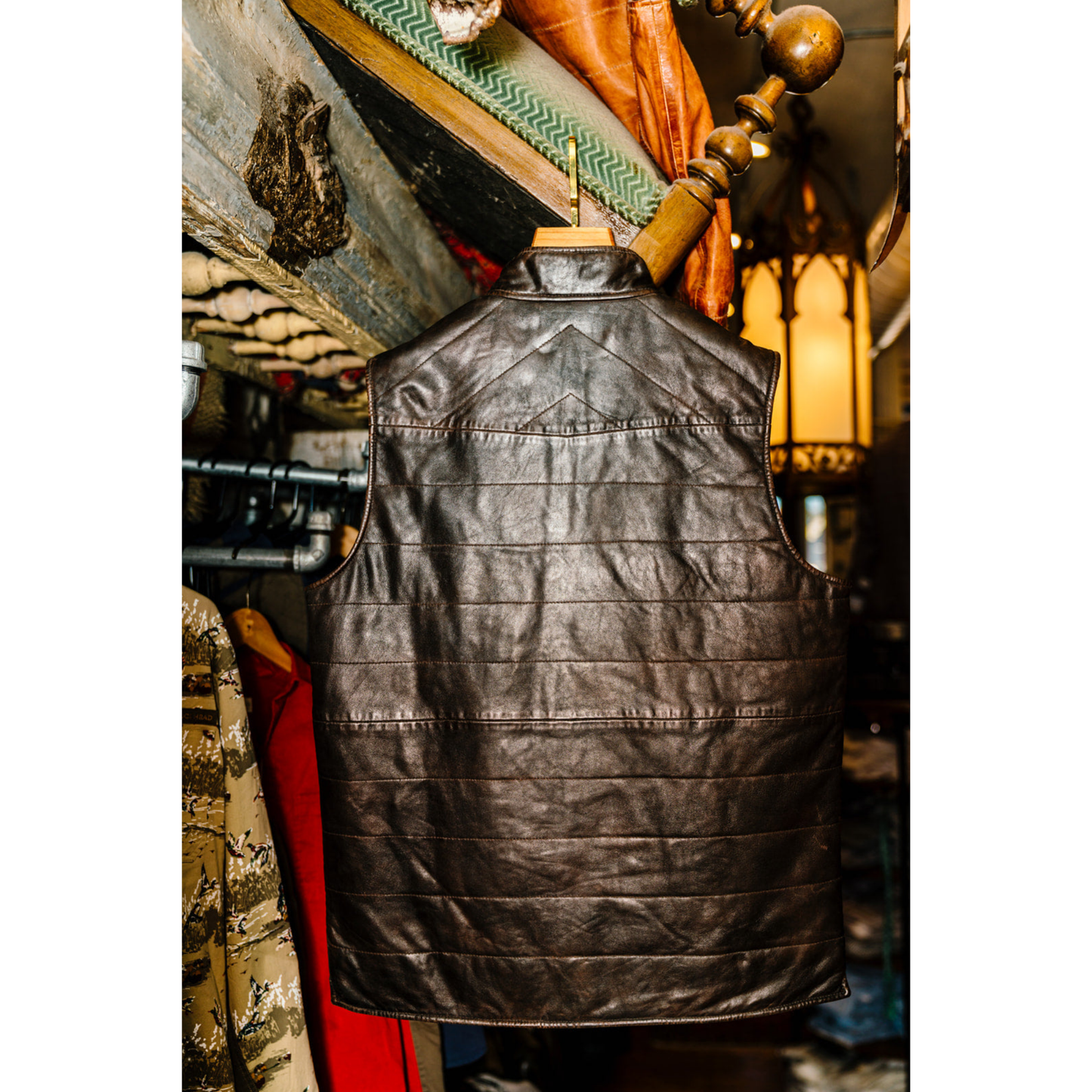 Leather Vest with Stitch Details (Two Colors)