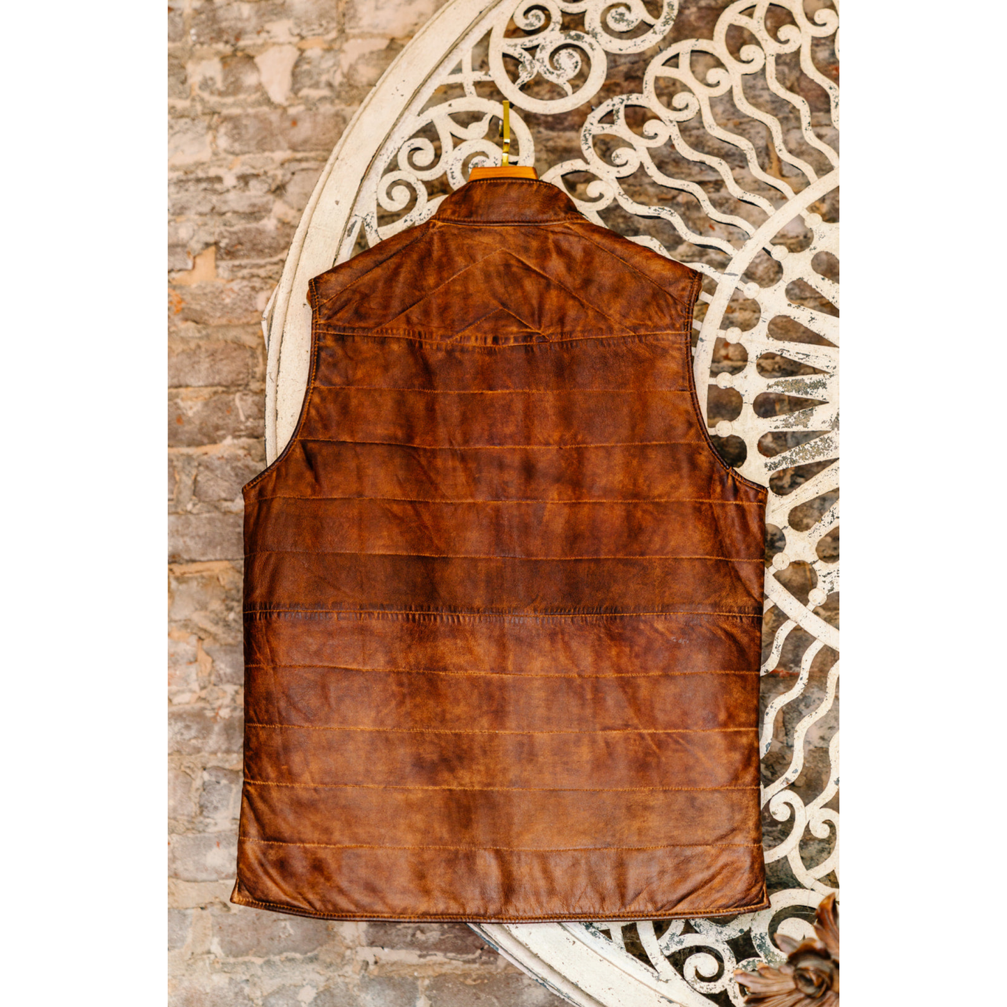Leather Vest with Stitch Details (Two Colors)