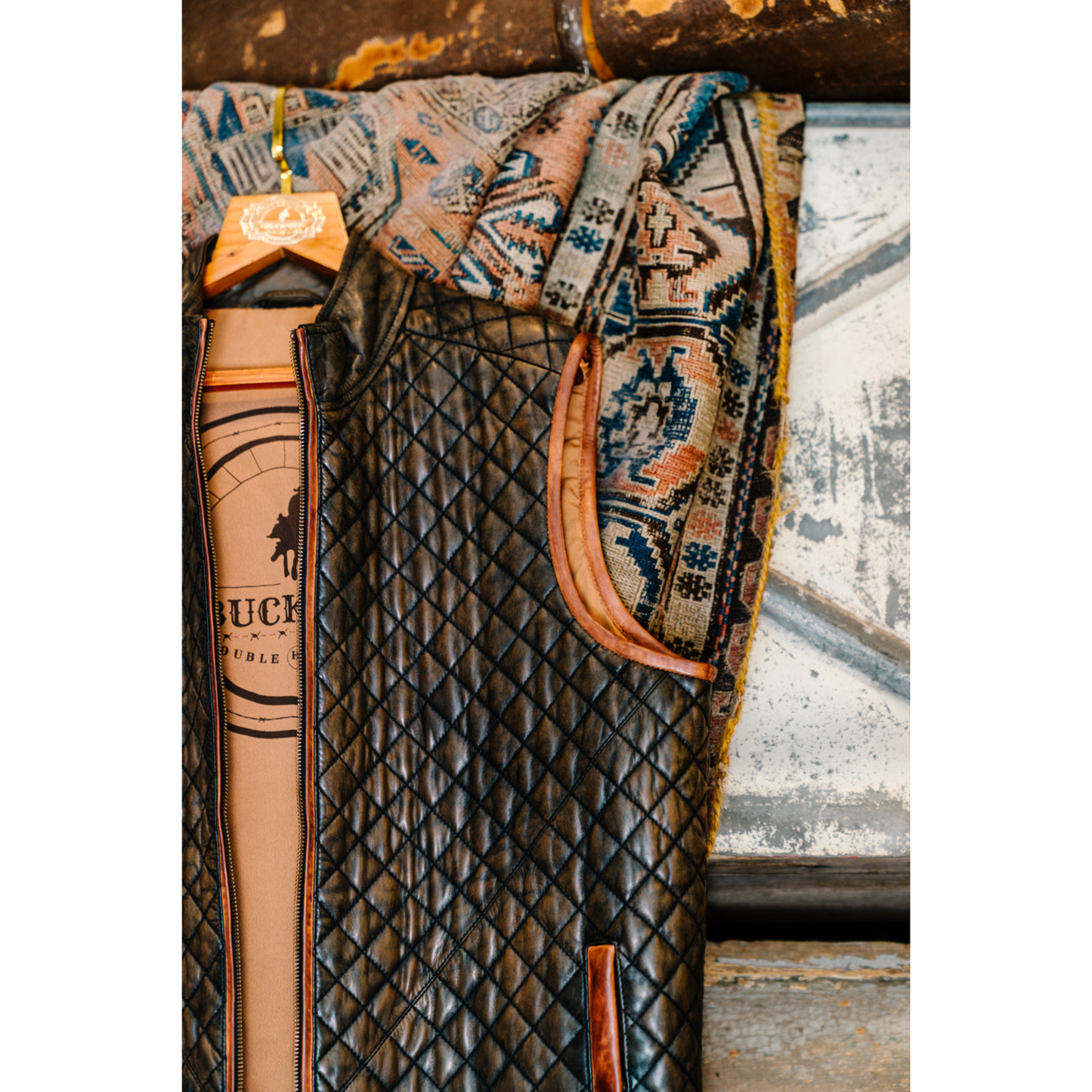 Sanded Diamond Quilted Leather Vest