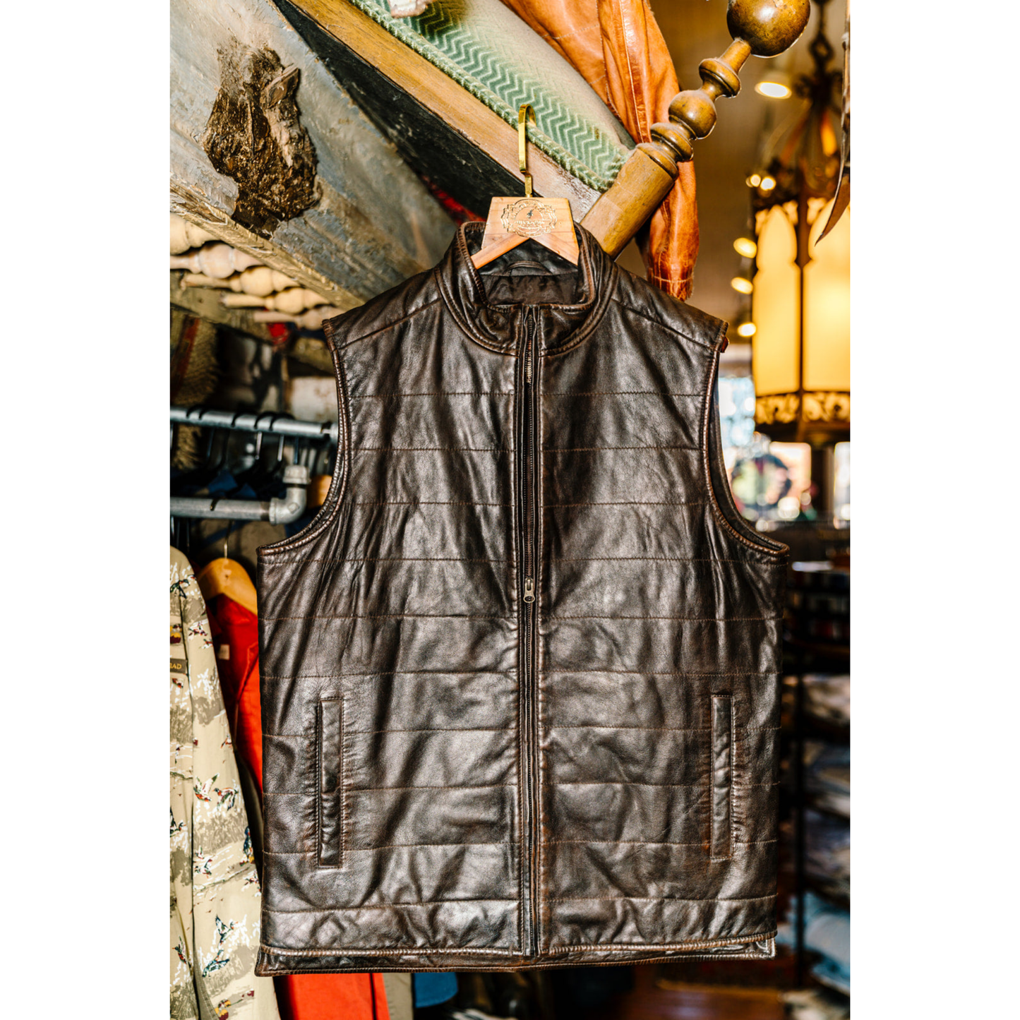 Leather Vest with Stitch Details (Two Colors)