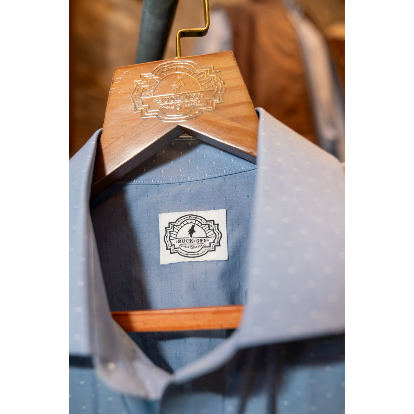 Buck Off SS Pearl Snap Shirt (Summer Chambray Dot)