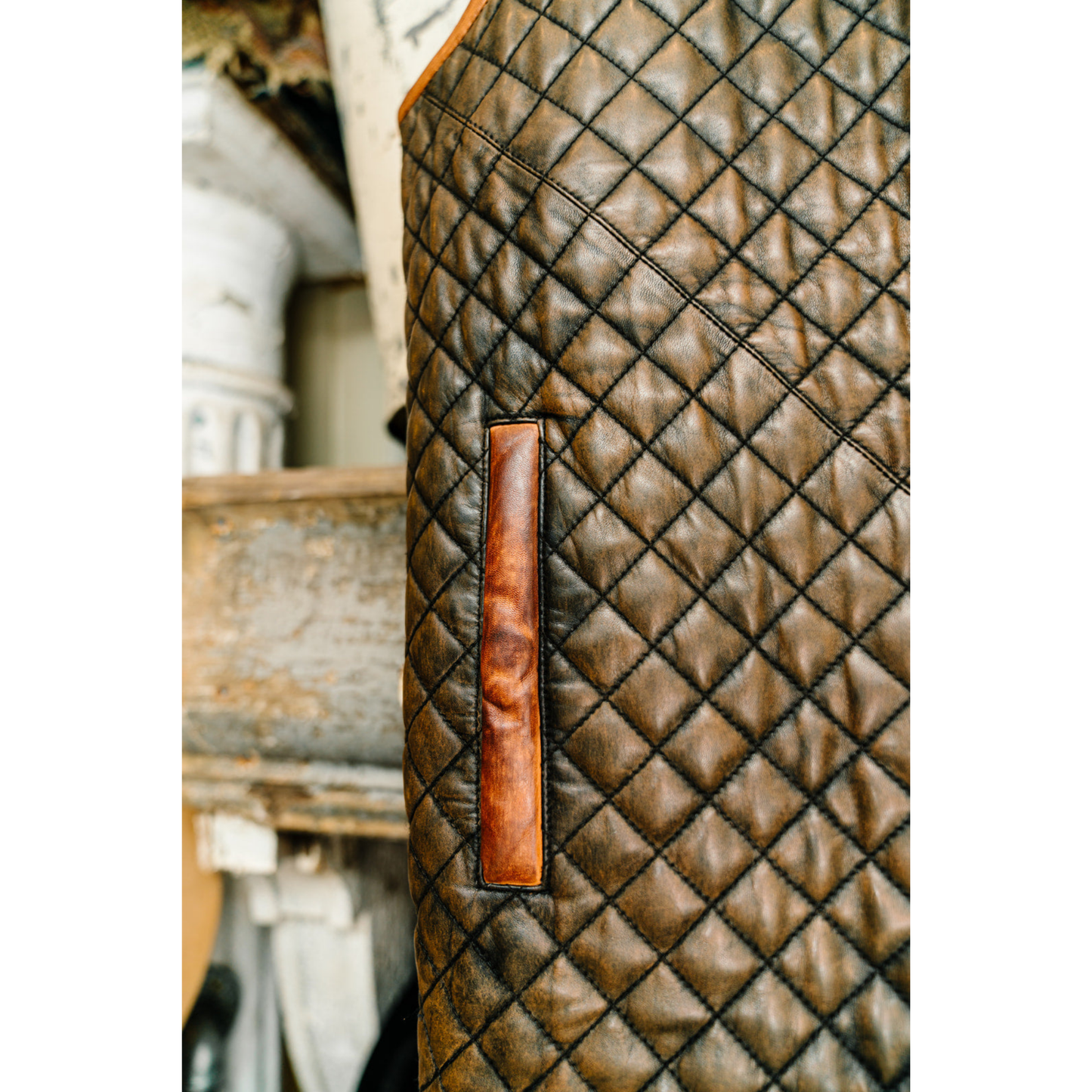 Sanded Diamond Quilted Leather Vest