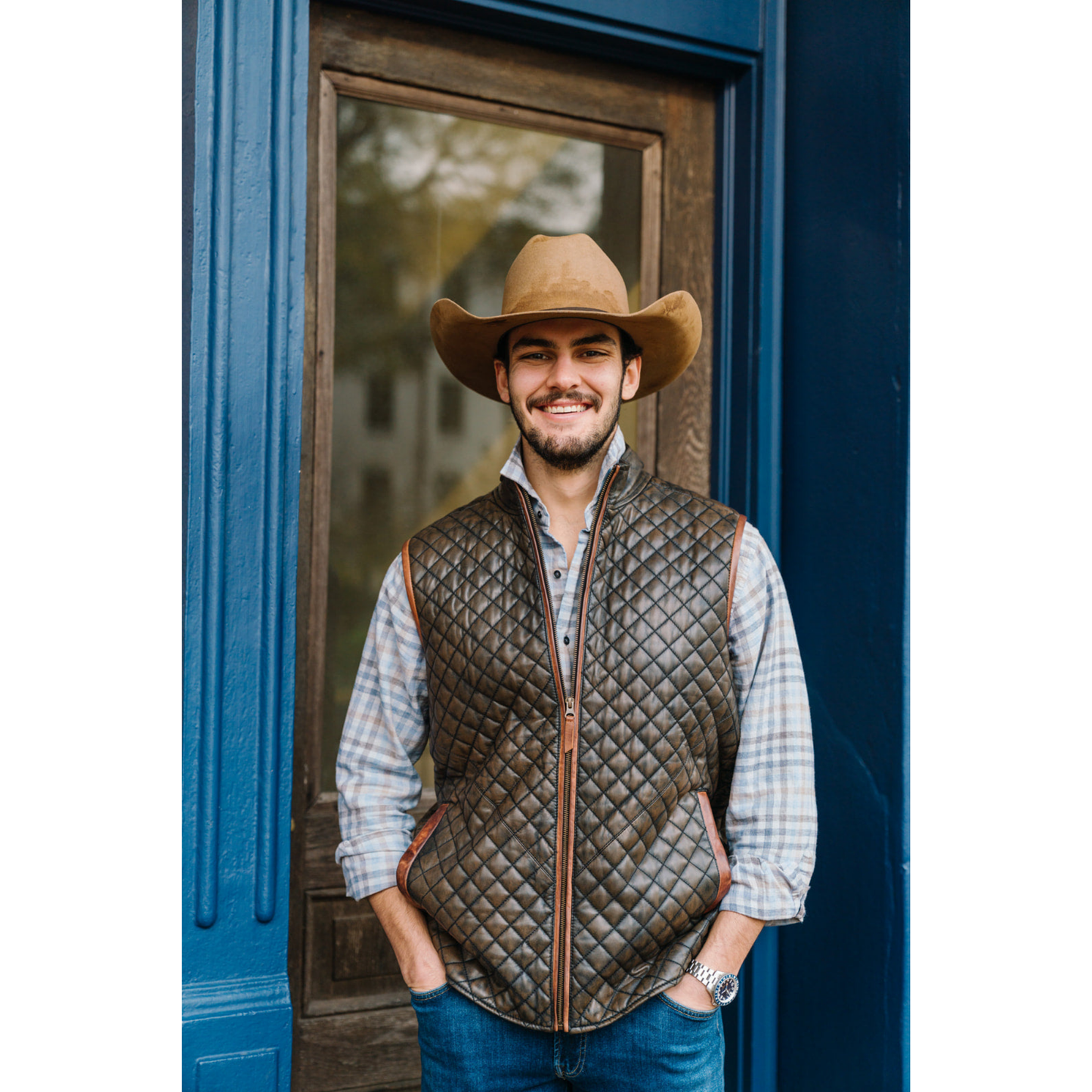 Sanded Diamond Quilted Leather Vest