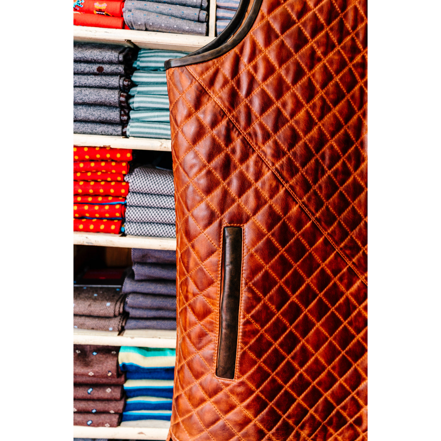 Diamond Quilt Leather Vest
