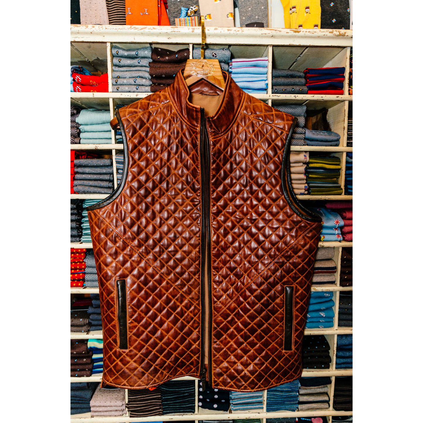 Diamond Quilt Leather Vest