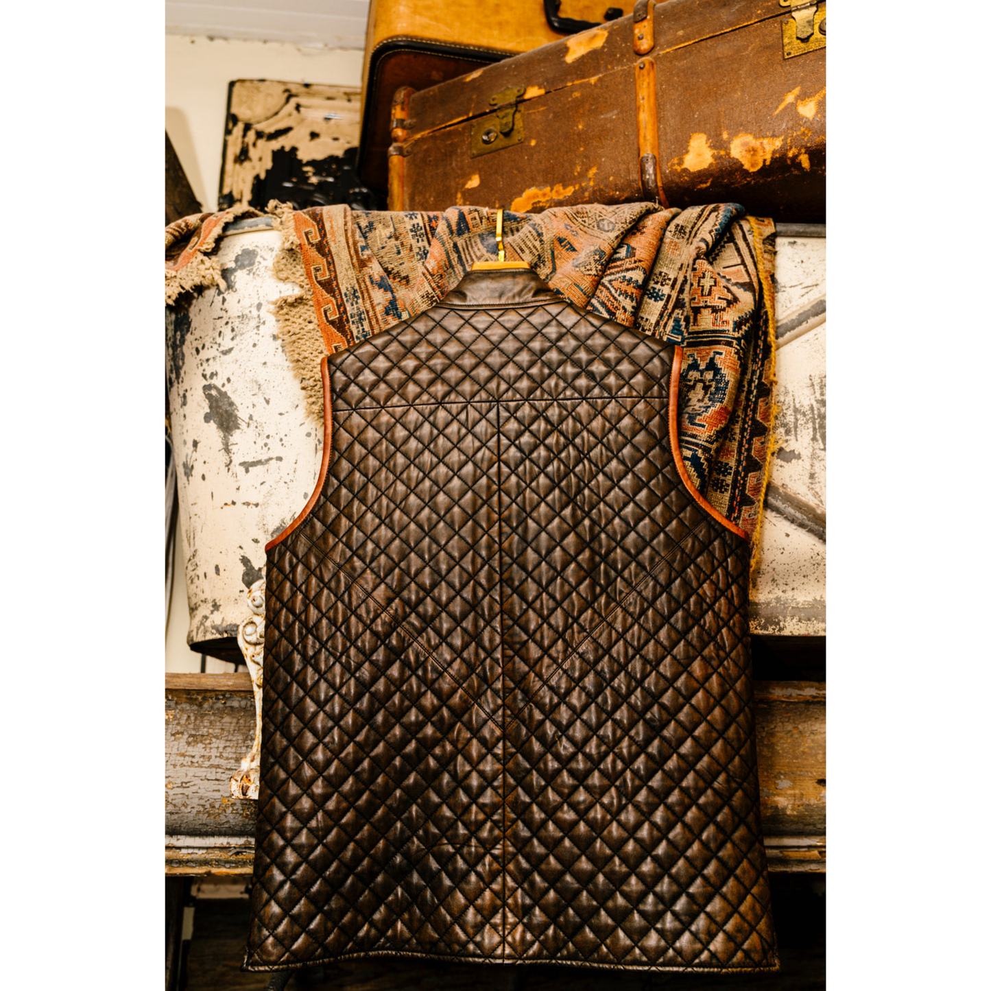 Sanded Diamond Quilted Leather Vest