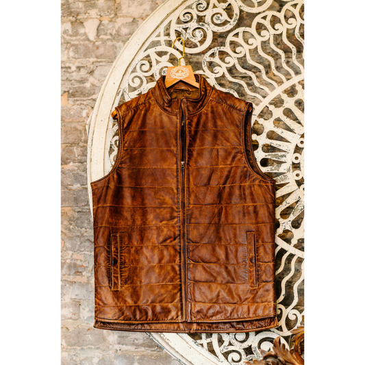 Leather Vest with Stitch Details (Two Colors)