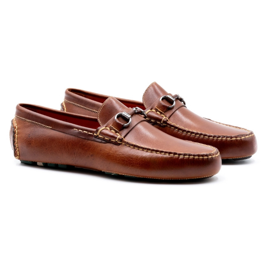 Monte Carlo Saddle Leather Horse Bit Driving Loafers (Cigar)