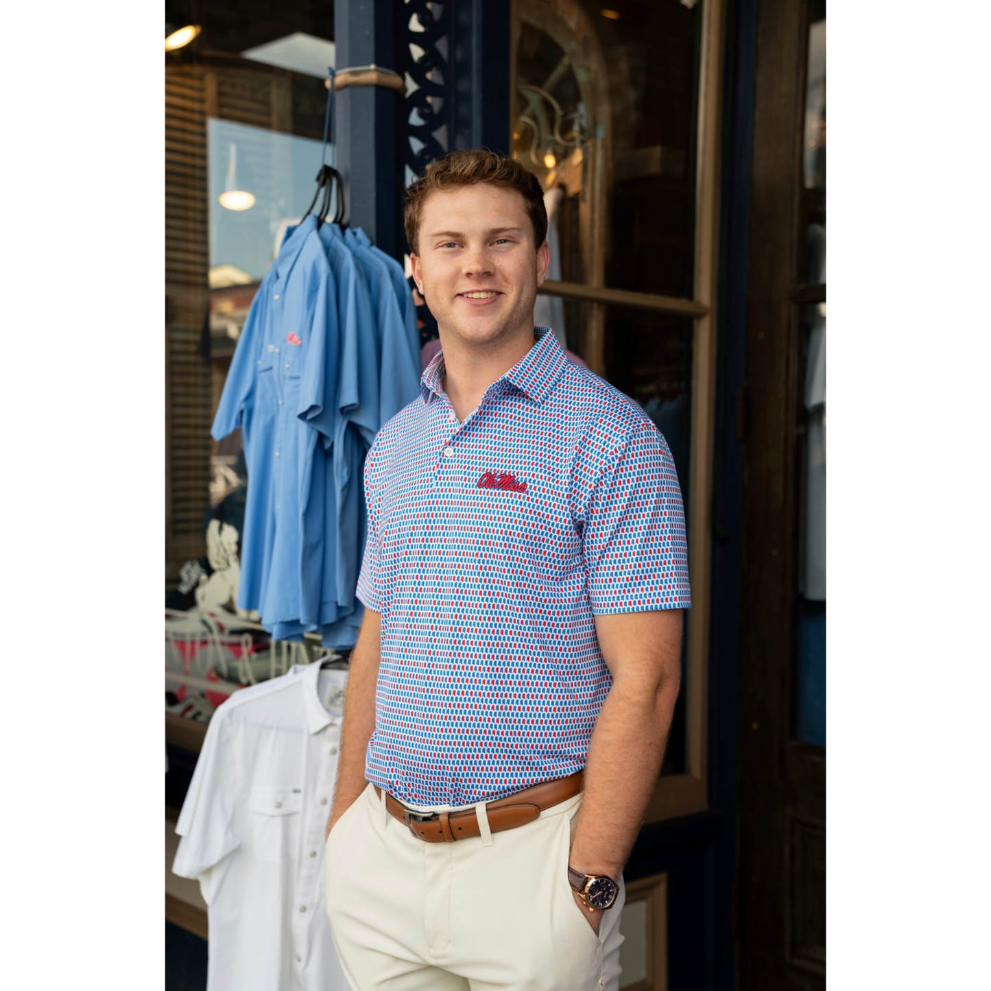 The Ole Miss Home State Polo (White/Birdie Blue)