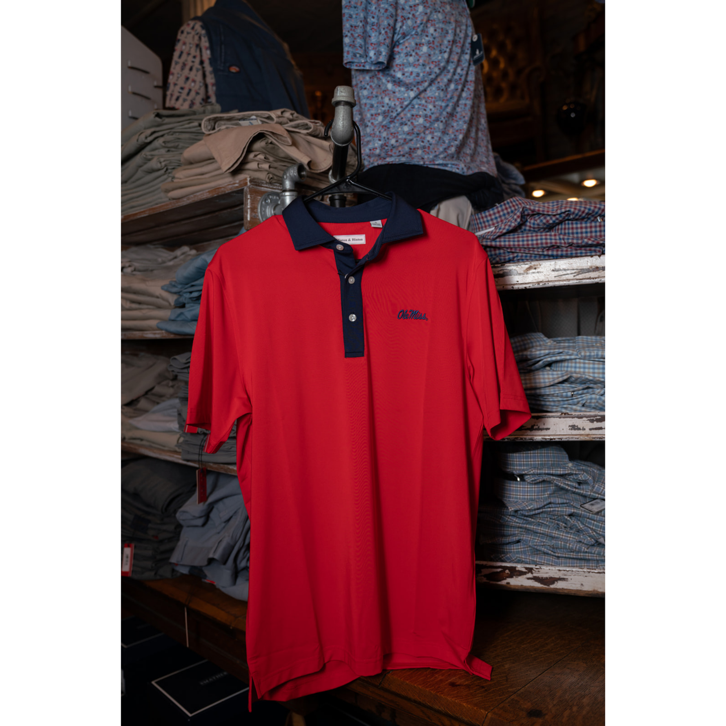 Hinton & Hinton Ole Miss Colorblock Polo (Red)