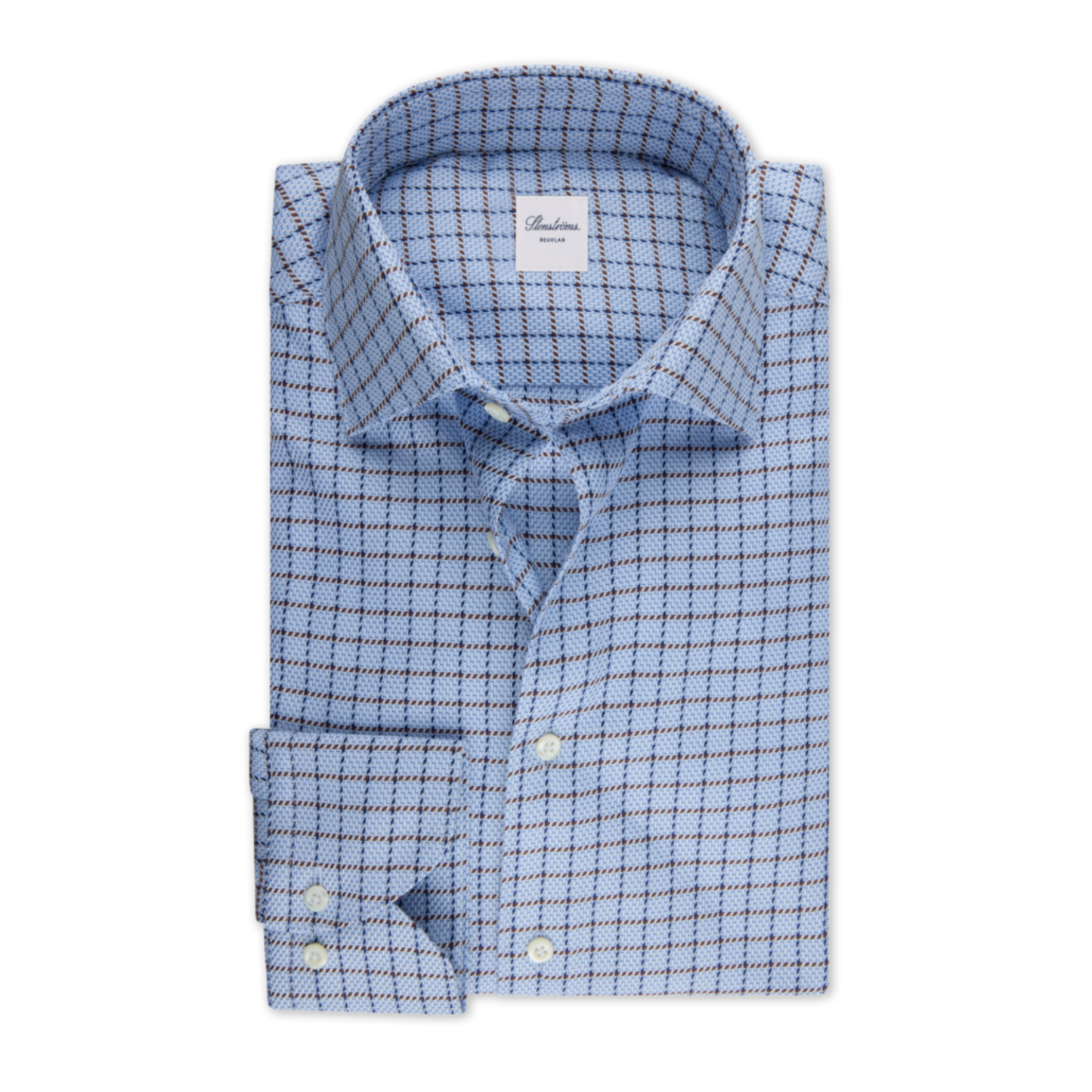 Stenstroms Light Blue Checked Twill Shirt 2
