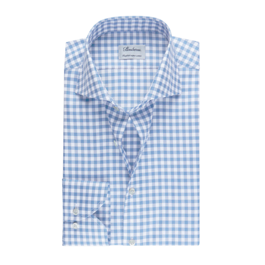 Stenstroms Light Blue Gingham Checked Shirt