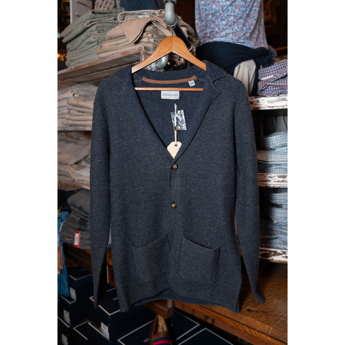 Sundunes Popcorn Stitch Soft Blazer (Navy)