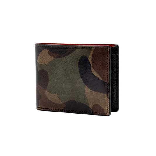 Hemingway Italian Saddle Leather Billfold (Grey Camo)
