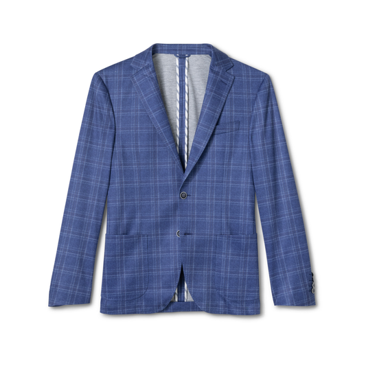 Donington Plaid Top Shelf Printed Knit Sport Coat (Lapis)