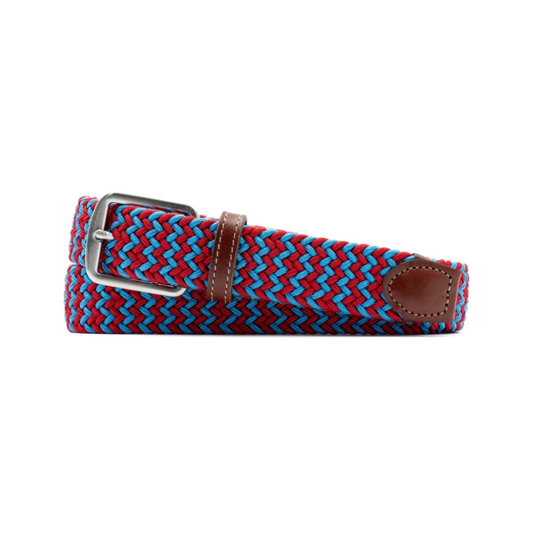 Collegiate Newport Woven Italian Rayon Elastic Belt (Red/Powder Blue)