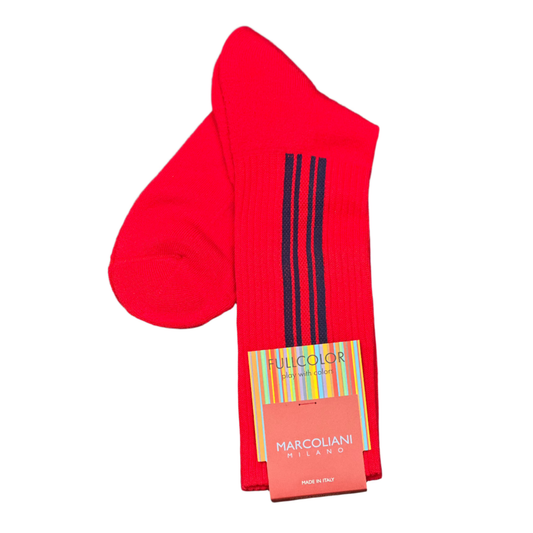 Vertical Stripe Socks (Red Royal)