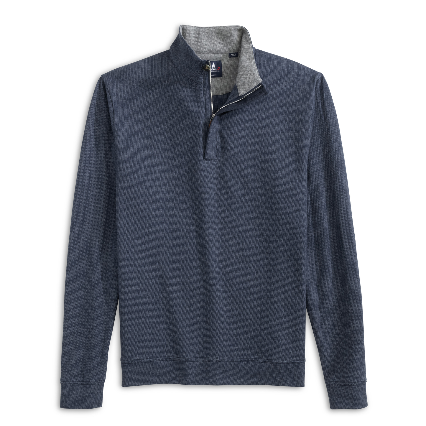 Rubin Herringbone Cashmere Blend 1/4 Zip Pullover (Navy)