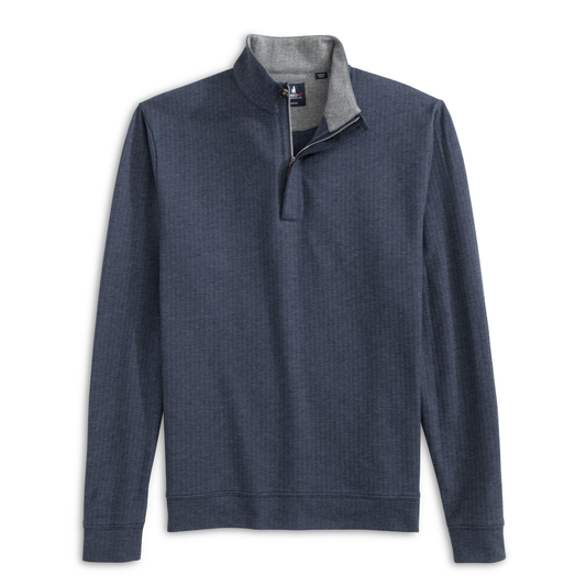 Rubin Herringbone Cashmere Blend 1/4 Zip Pullover (Navy)