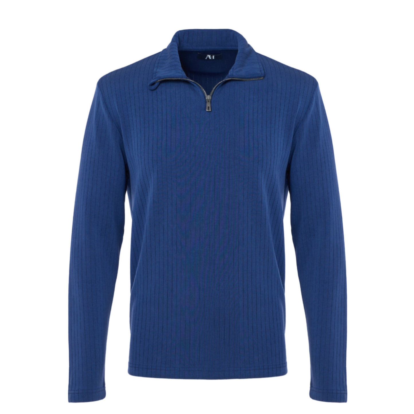 Ribbed Stripe Quarter Zip (Indigo)