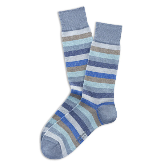 Linen & Cotton Tonal Stripe Socks (Maldive)