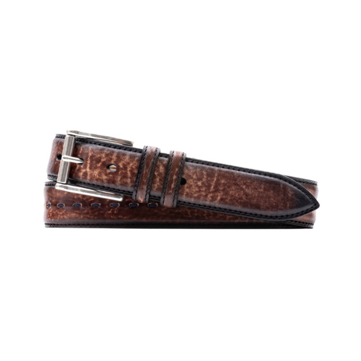 Artisan Center Stitch Italian Saddle Leather Belt (Mocha)