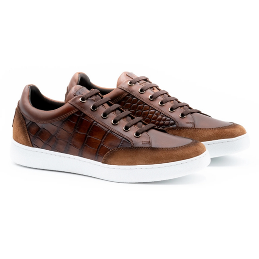 Carson Alligator Grain Sneakers (Pecan)