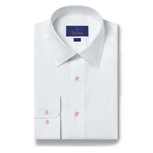 Super Fine Twill Dress Shirt (White/Pink)