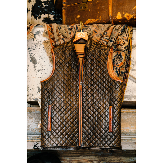 Sanded Diamond Quilted Leather Vest