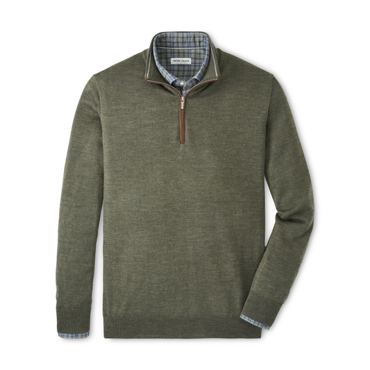 Autumn Crest Suede Trim Quarter-Zip (Basil)