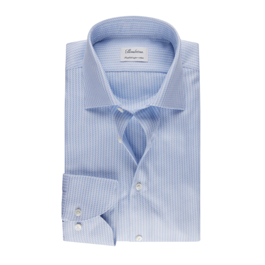 Stenstroms Light Blue Patterned Twill Shirt