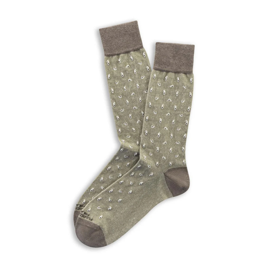 Linen & Cotton Paisley Tie Socks (Khaki)