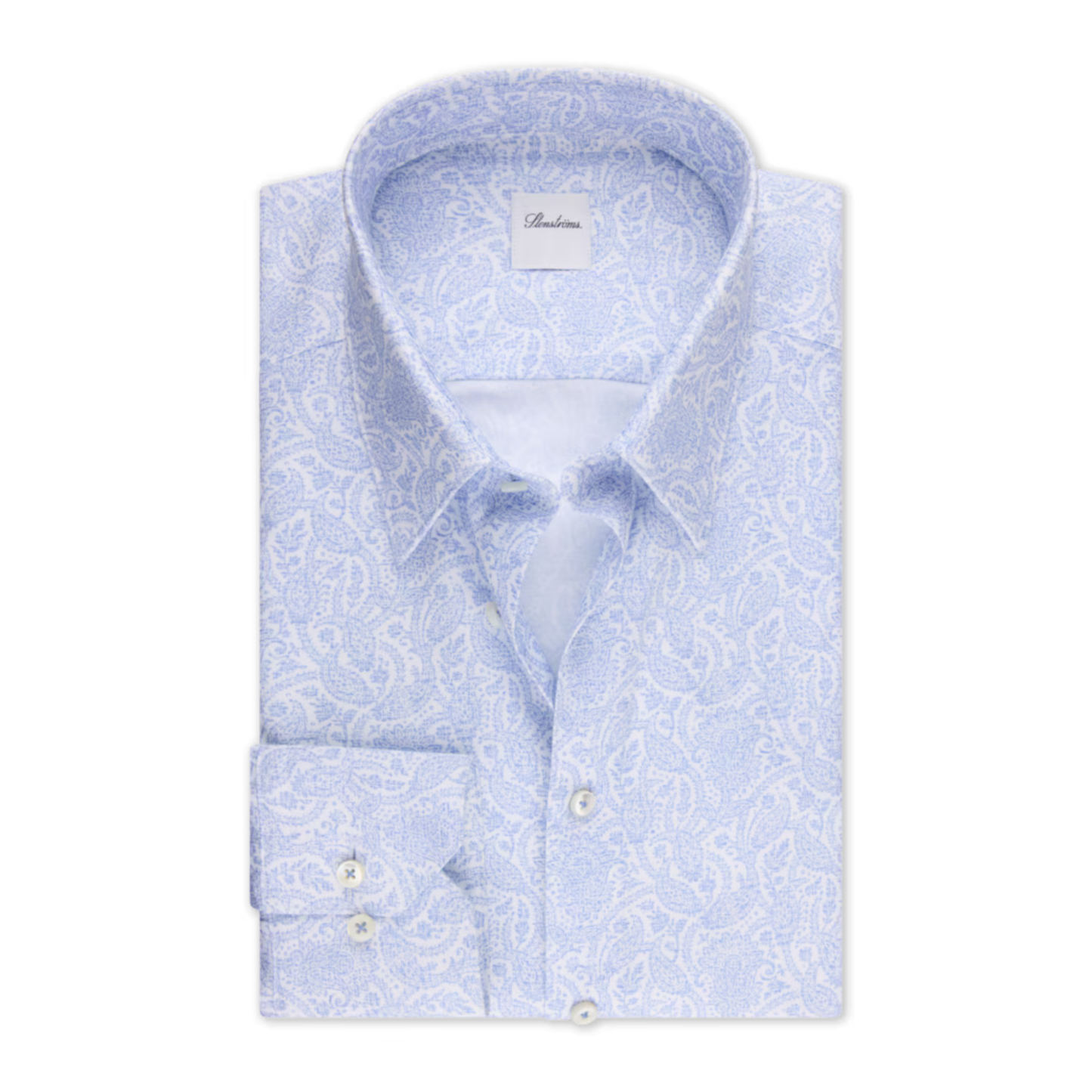 Stenstroms Light Blue Paisley Patterned Twill Shirt