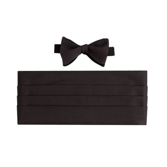 Black Faille Self-Tie Bow Tie & Cummerbund Set