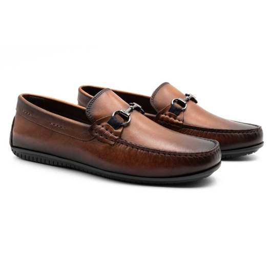 Bermuda Saddle Leather Horse Bit Loafers (Whiskey)