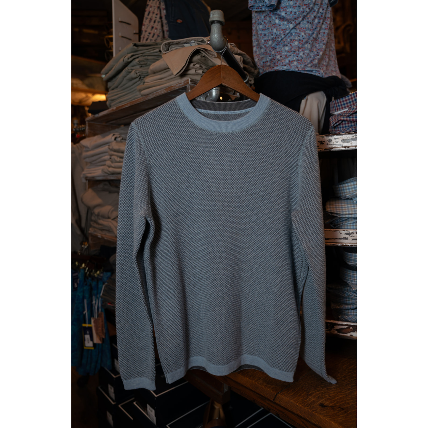 Sundunes Reversible Double Face Jacquard Sweater (Light Blue)