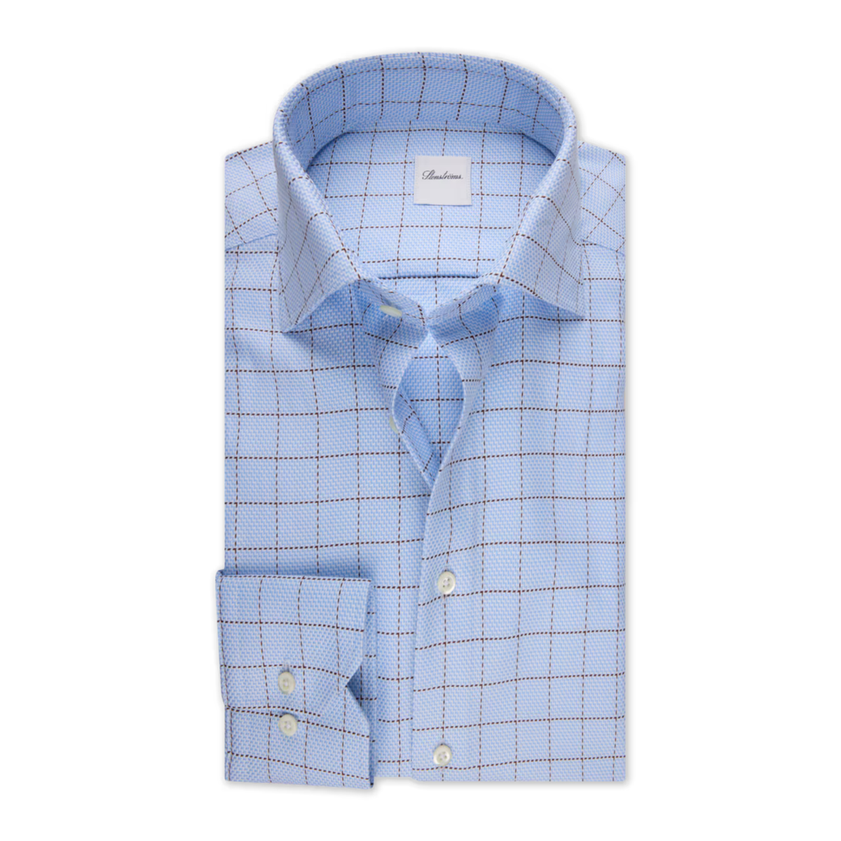 Stenstroms Light Blue Checked Twill Shirt