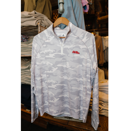 Ole Miss Patton Performance Camo ¼ Zip Pullover (White)