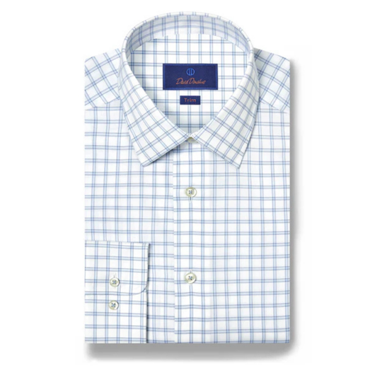 White & Sky Dobby Check Dress Shirt