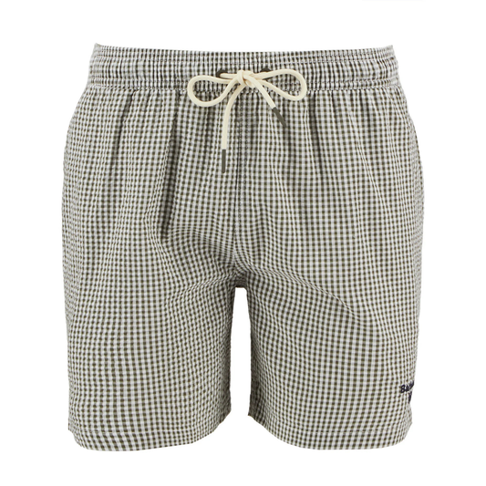 Gingham Seersucker Swim Short (Olive)