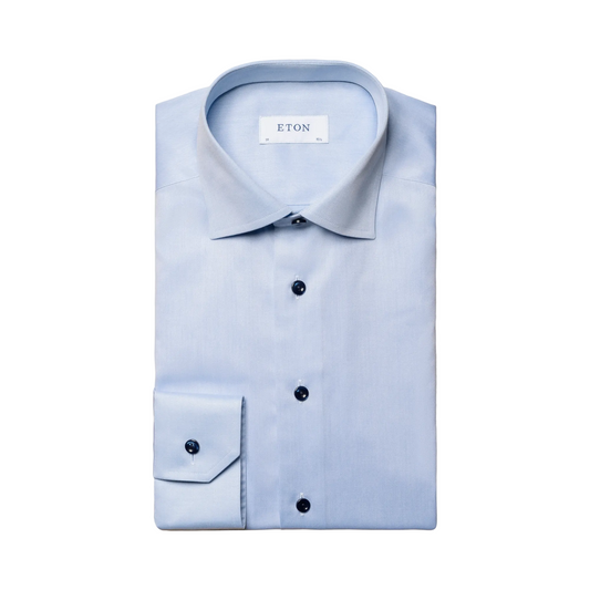 Navy Details Signature Twill Shirt (Light Blue)