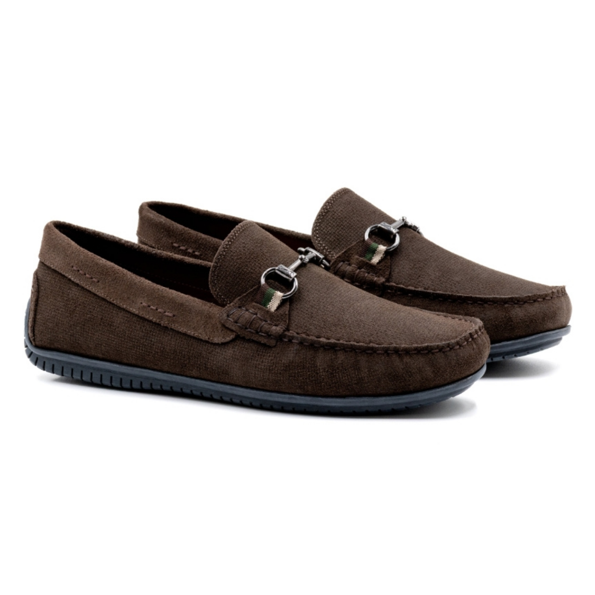 Bermuda Suede Horse Bit Loafers (Walnut)