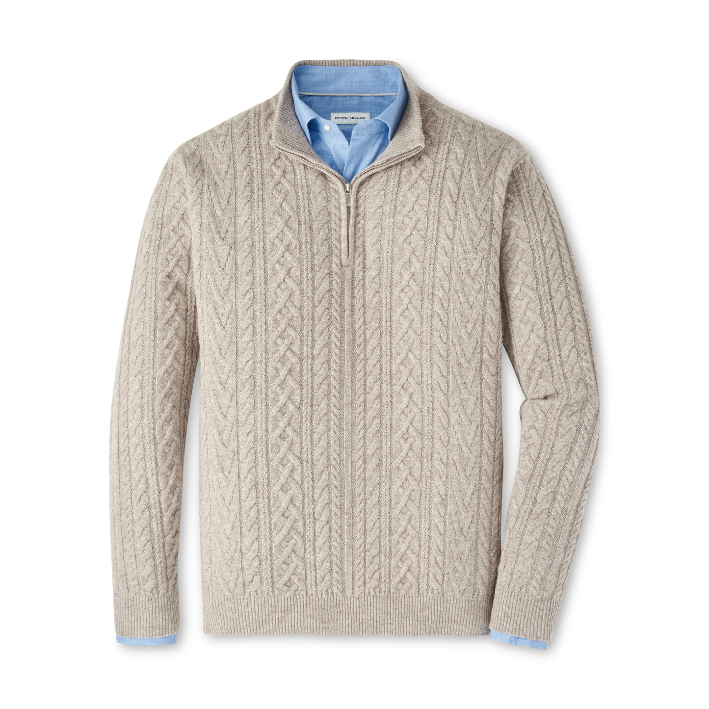 Crescent Ridge Cable Quarter Zip Sweater (Light Elm)