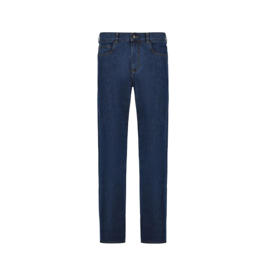 Canali Five-Pocket Regular-Fit Stretch Denim Pants (Blue)