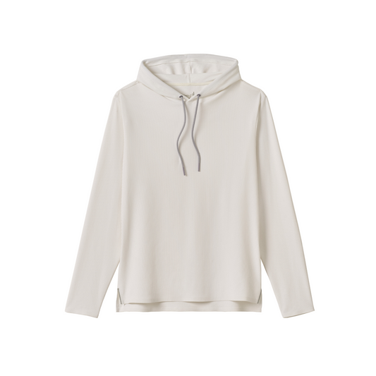 Hoppin Ribbed Knit Performance Hoodie (White)