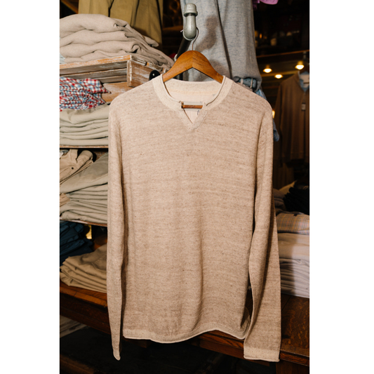 Sundunes Sun Washed Notch Collar Sweater (Stone)