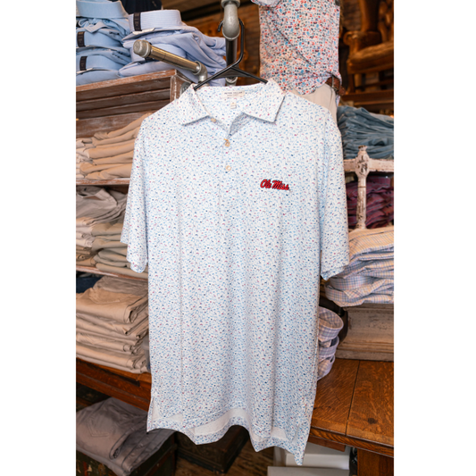 Ole Miss On The Hunt Performance Jersey Polo (White)