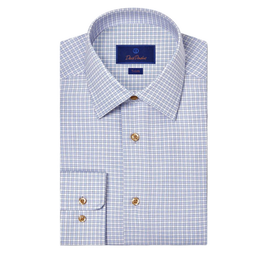 Sky & Chocolate Textured Check Dress Shirt