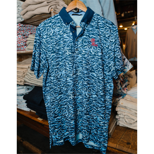 Stalking Wolf Camo Ole Miss Polo (Wolf Blue)